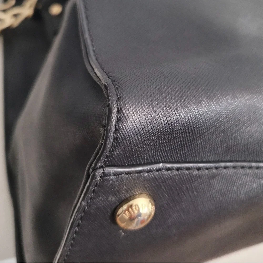 MICHAEL Michael Kors Hamilton North South Black Leather Satchel Tote Bag